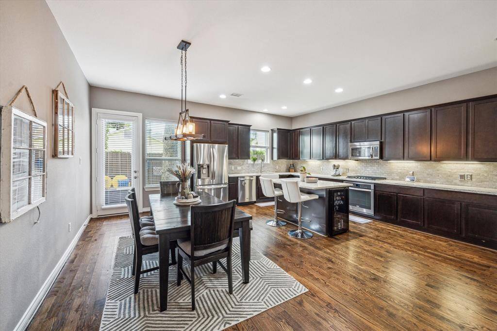 The kitchen boasts ample counter space.