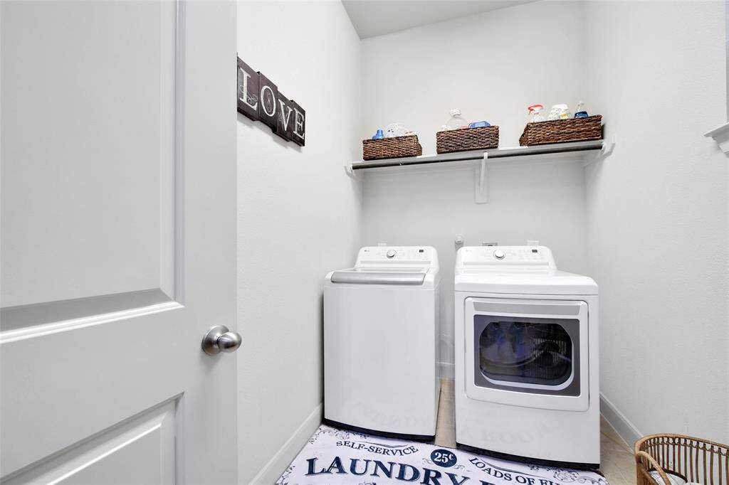 Laundry room is tucked off the mud room with a door to close off!