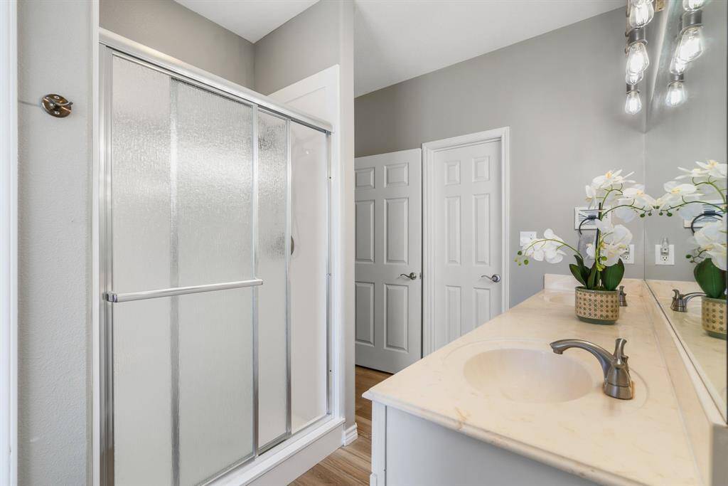 Shower resurfaced recently and replaced glass door.