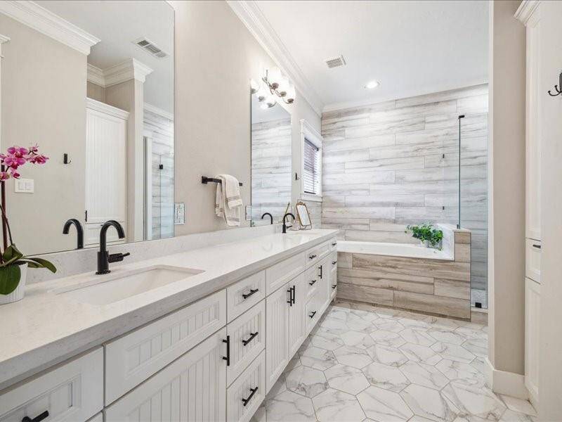 Clean and plentiful is this primary en suite.