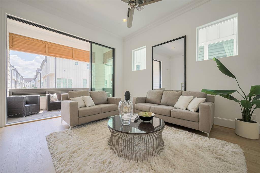 Stunning oversized balcony is open to the living area via these 10 ft telescoping glass patio doors that slide all the way to the right. Bring the outside in and the inside out!