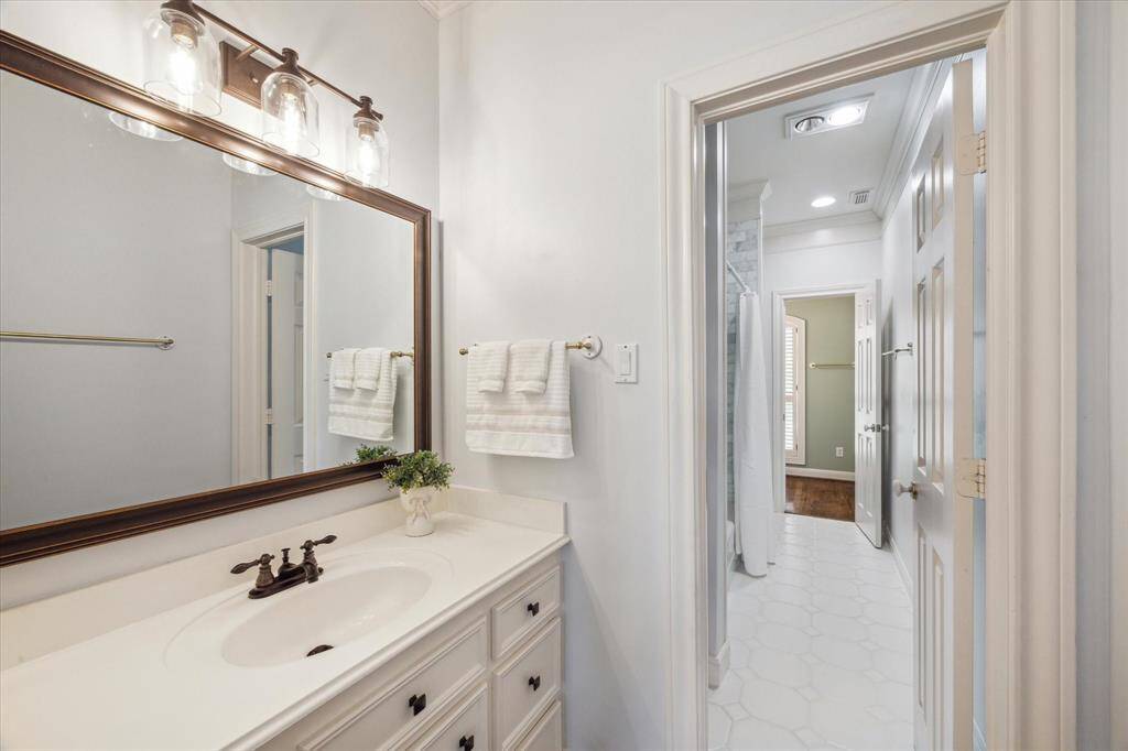 Private vanity with updated fixtures.