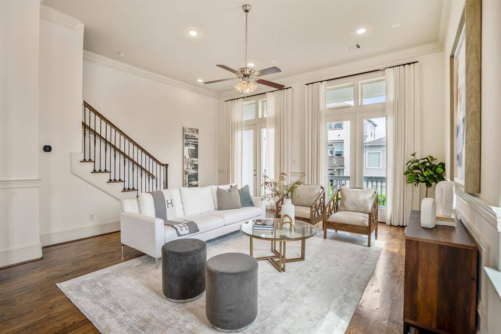 12-foot ceilings create an airy, open feel throughout the home.
