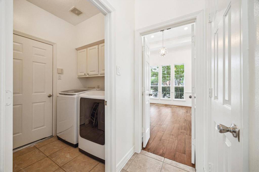 Laundry Room located off the Kitchen. The door to the right is the Powder Bath.