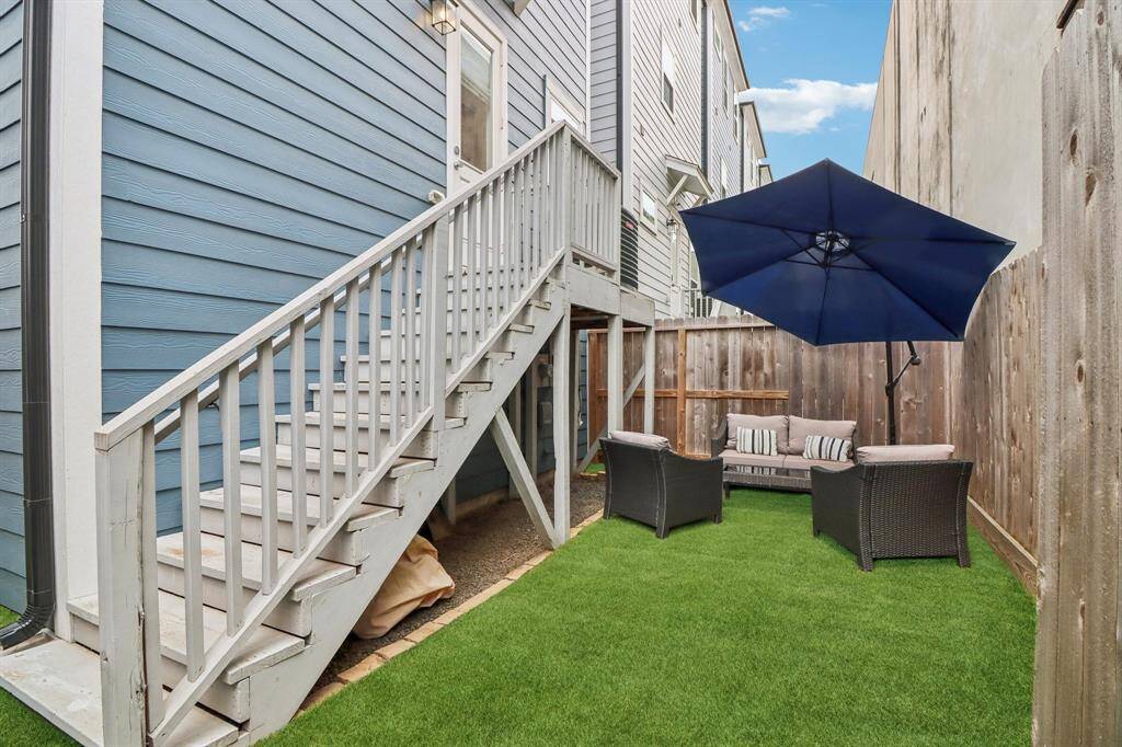 Private turfed backyard