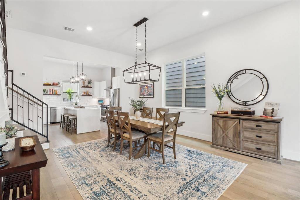 Updated modern chandelier in the dining room