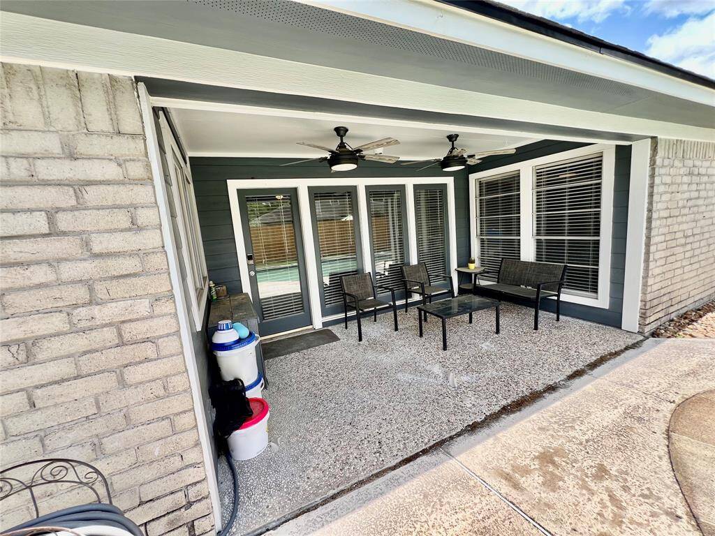 Entertainment ready with covered patio.