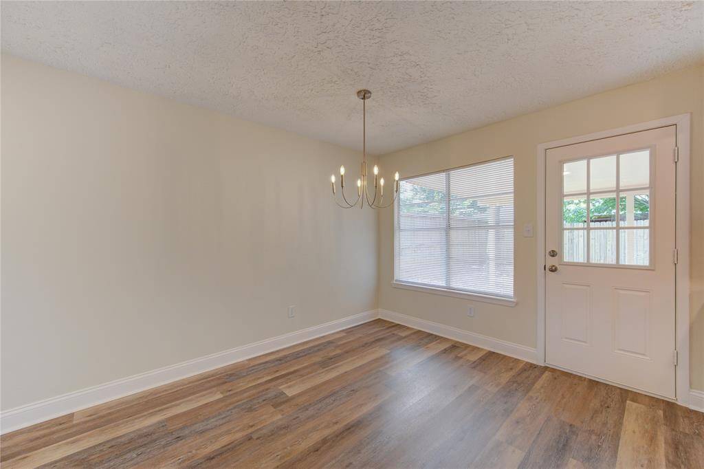 Breakfast area with new chandelier.