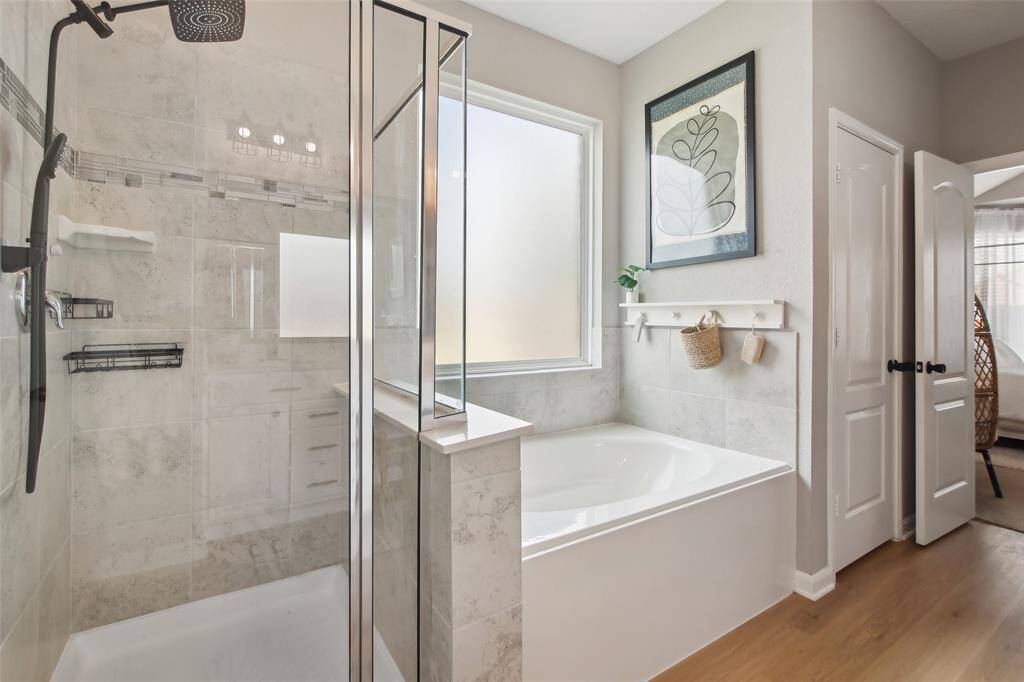 Large soaking tub to relax and unwind after a long day.