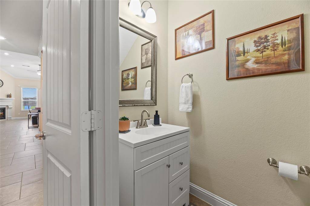 This half bath is a great amenity for visiting guests.