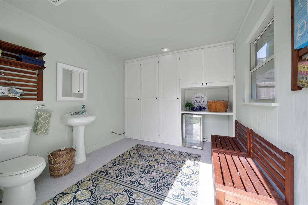 Grab a cool drink, take care of your personal needs without having to leave the backyard! Change into your dry clothes before entering the home.