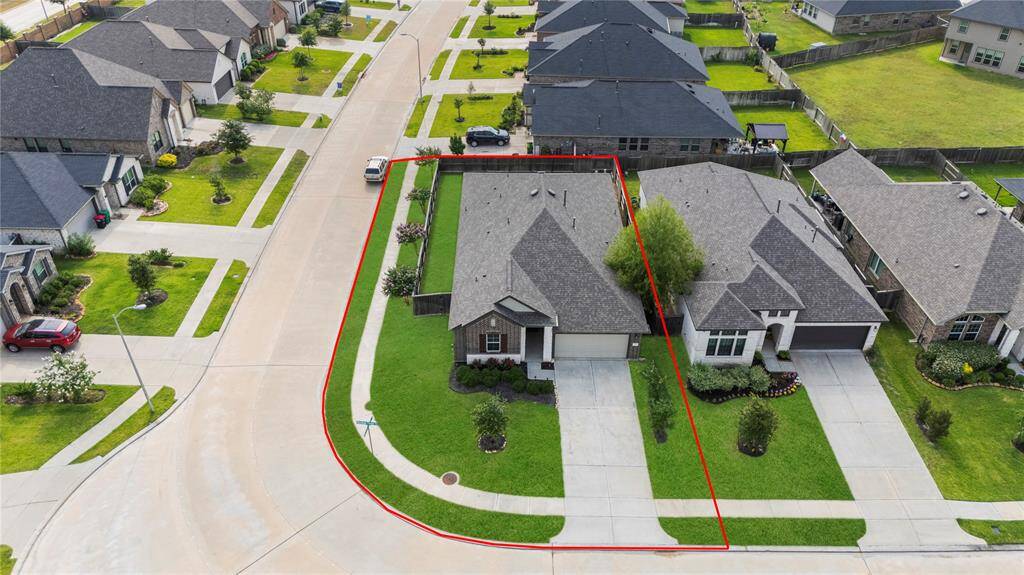 Aerial view of the property line. The Waller ISD buses pick up their students here.