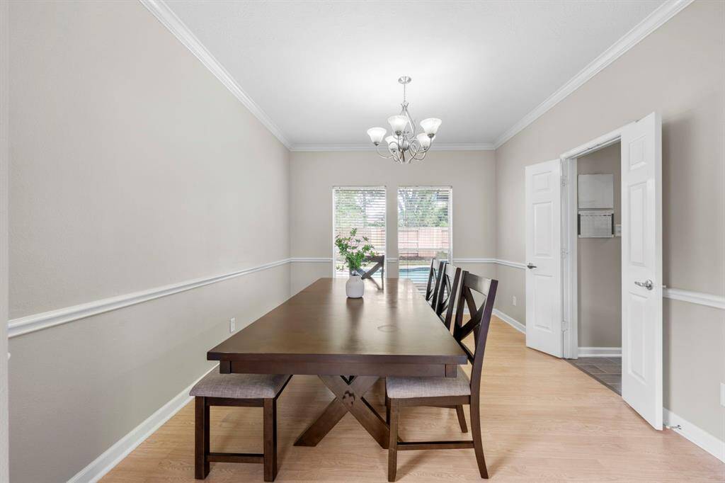Another view of the formal dining area.