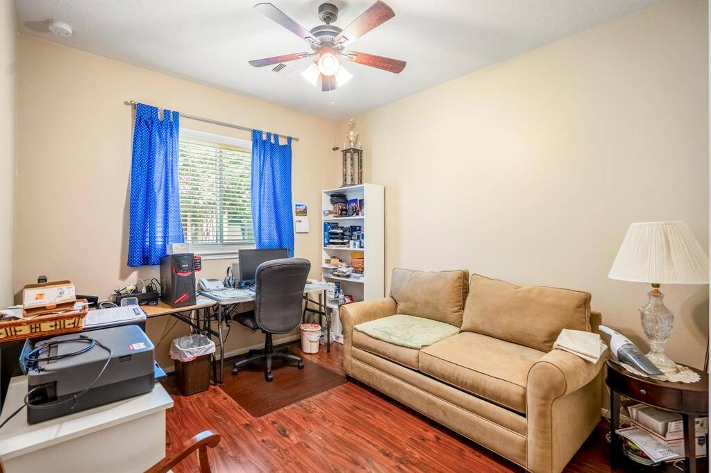 The second bedroom of the home is an ideal flex space.