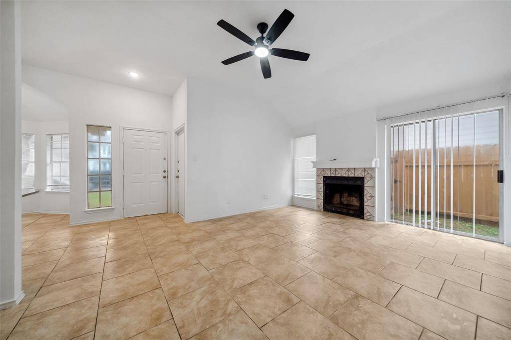 Living room with fireplace!
