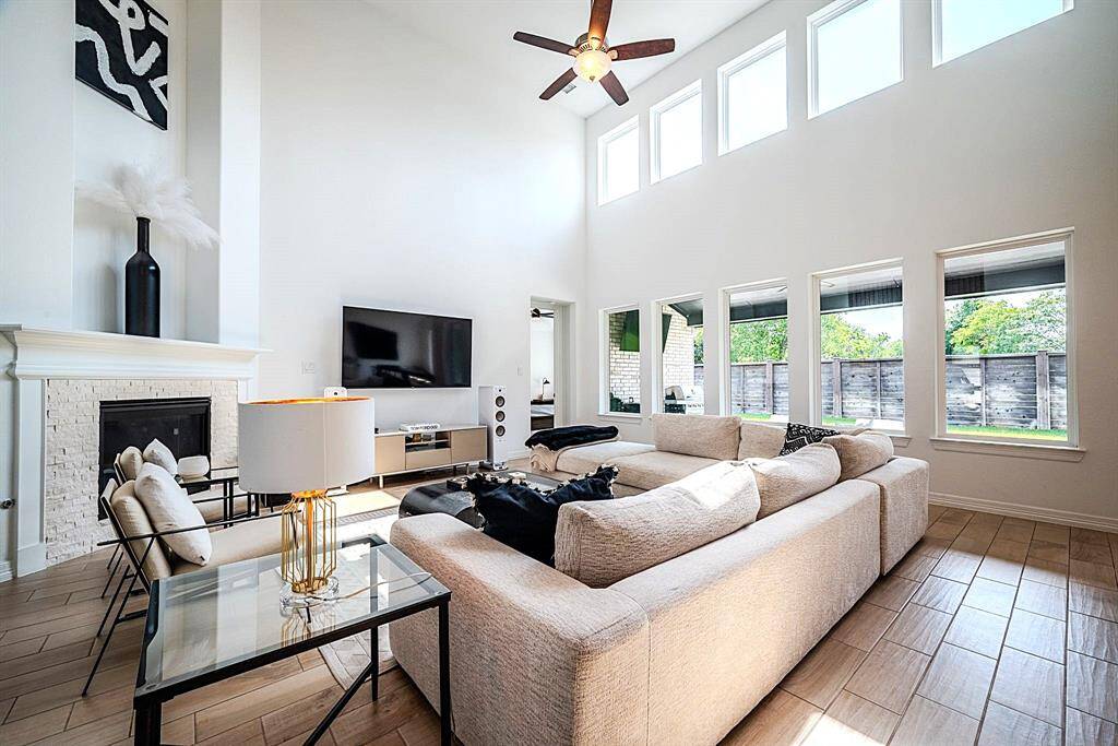 Abundant natural light from wall and windows