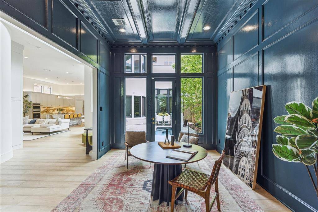 French doors lead to the serene patio.