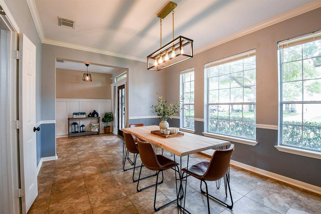 Whether hosting holiday dinners or special celebrations, this elegant space offers plenty of room for guests.