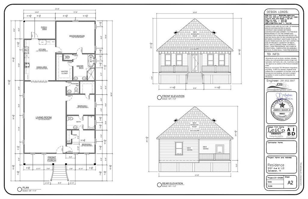 Proposed new house elevation and layout