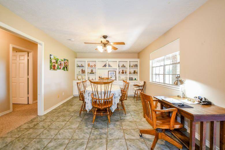 Both of the residences on the property have plenty of built ins as seen in the dining area of the second residence.