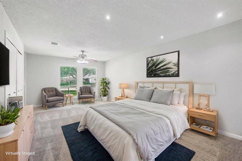 Virtually staged primary bedroom