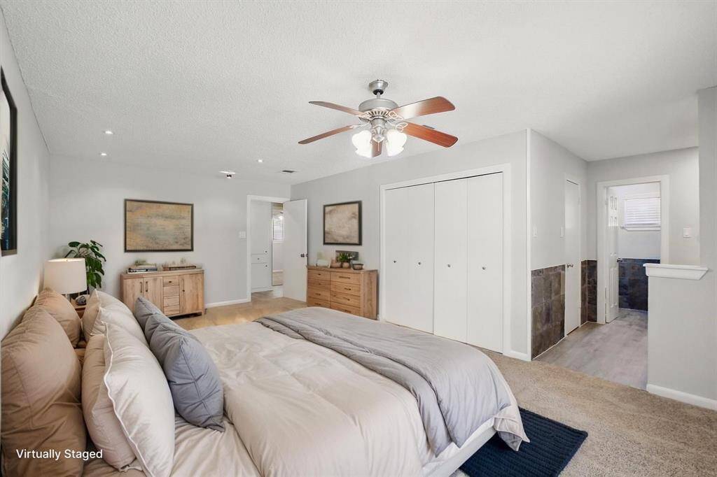 Virtually staged primary bedroom