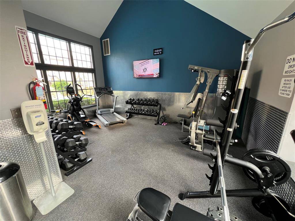 Alternate view of gym with everything needed to stay in shape while enjoying the a/c.
