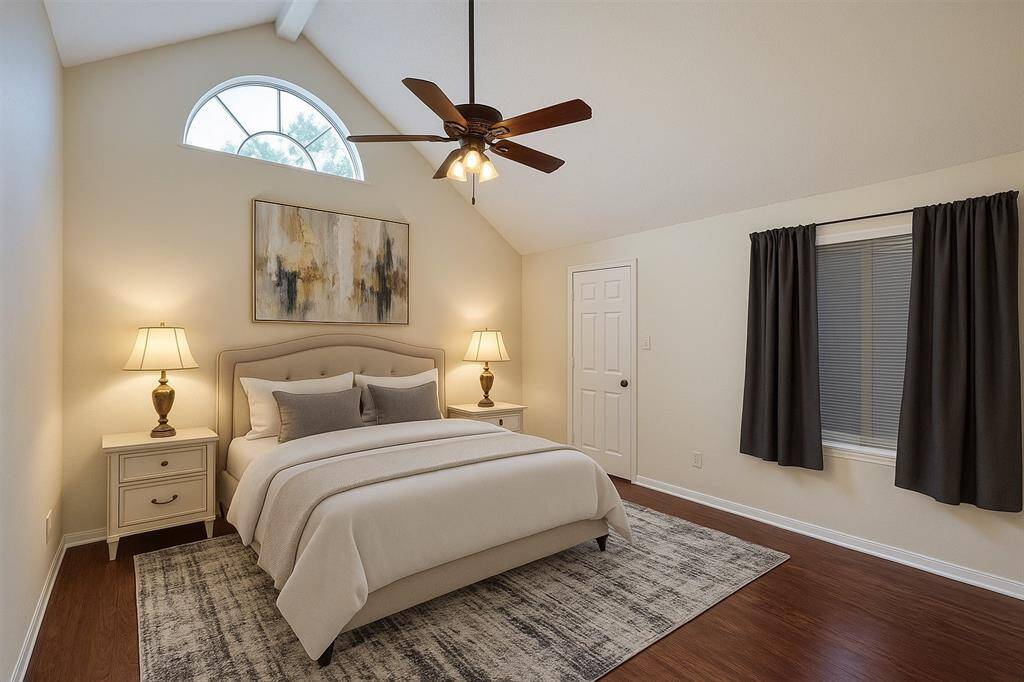 Virtually staged Bedroom 1.
