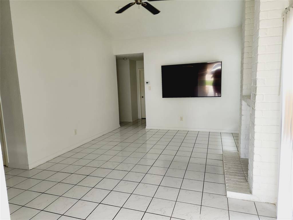 Living area with mounted television