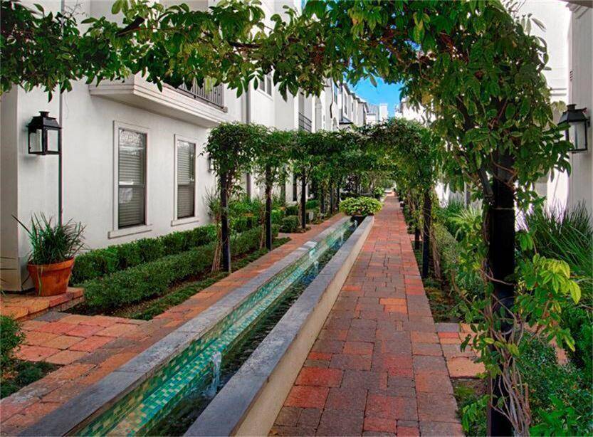 This unique contemporary fountain adds to the well-maintained grounds with plenty of nature to enjoy.