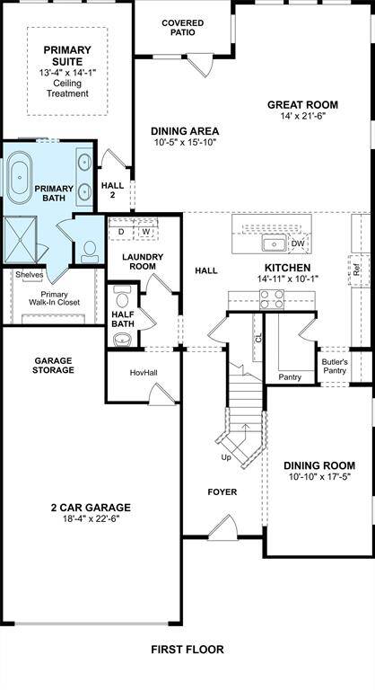 The El Paso floor plan by K. Hovnanian Homes. 1st floor shown. *Prices, plans, dimensions, features, specifications, materials, and availability of homes or communities are subject to change without notice or obligation.