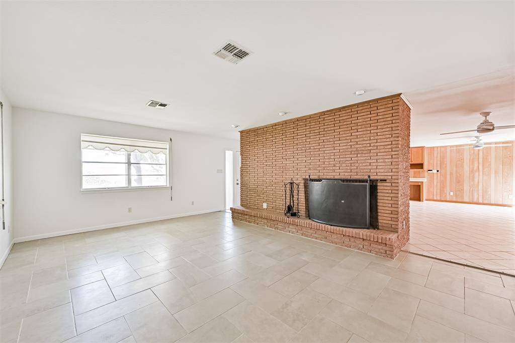 Large living room with fireplace