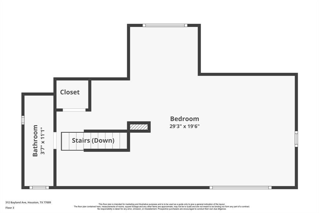 Third floor of the main residence.  Room sizes are approx.