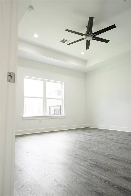 Elevated ceilings throughout entire home with ceiling fans.