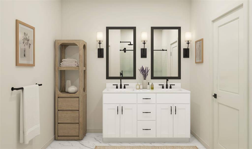 Relaxing primary bath (*Artist rendering used for illustration purposes only.)