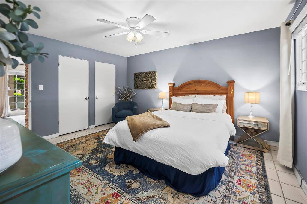 The bedroom is spacious and has two closets.