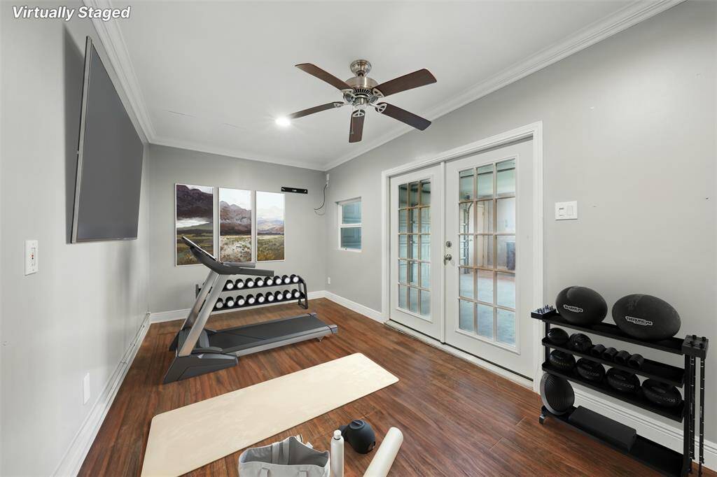 Transform your fitness routine with this sleek, fully equipped home gym in the garage.