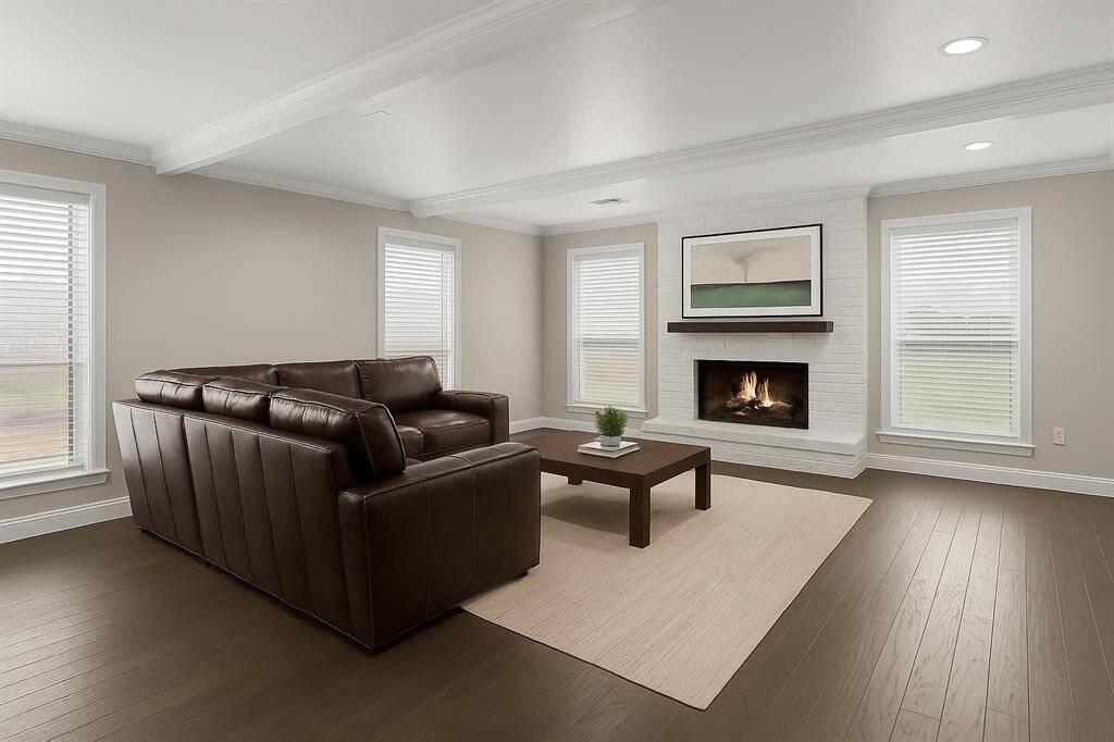 *Virtually staged - The living room has recessed lighting and gas log fireplace.