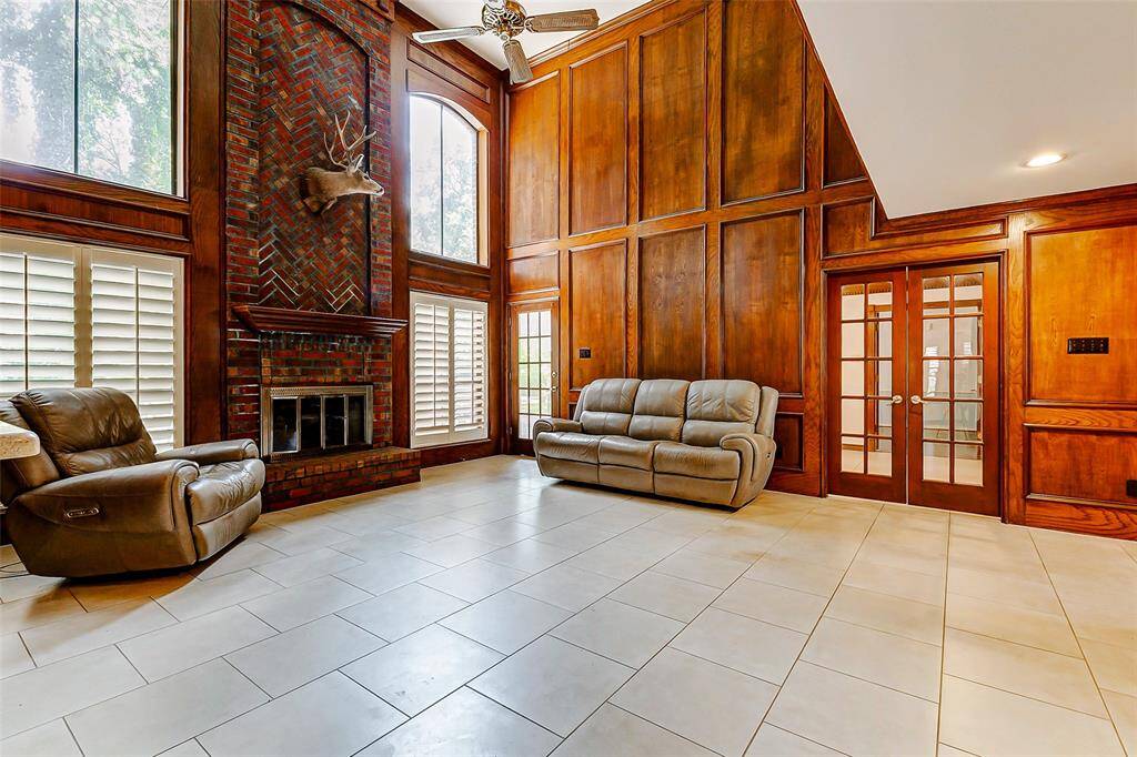 Look at the high ceilings in this large family room