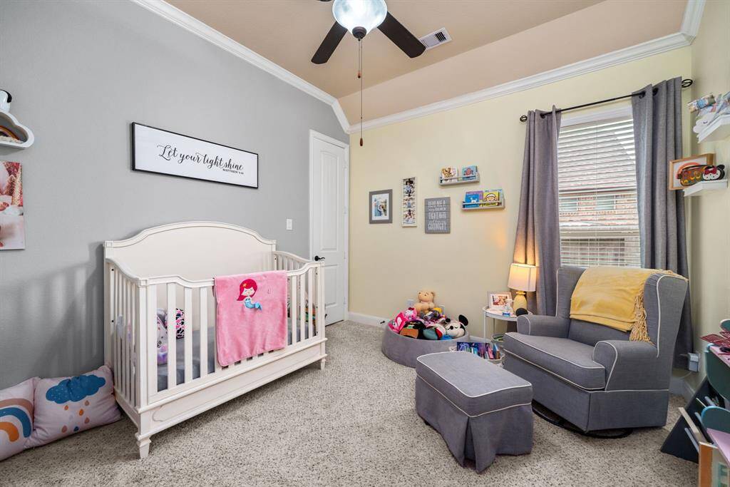 2nd bedroom of this floor plan is seperated from the 3rd bedroom by a bathroom for reduced sound.