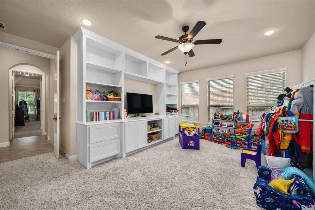 Oversized gameroom/media room/ play room on the first floor is a amazing space. The uses are endless.