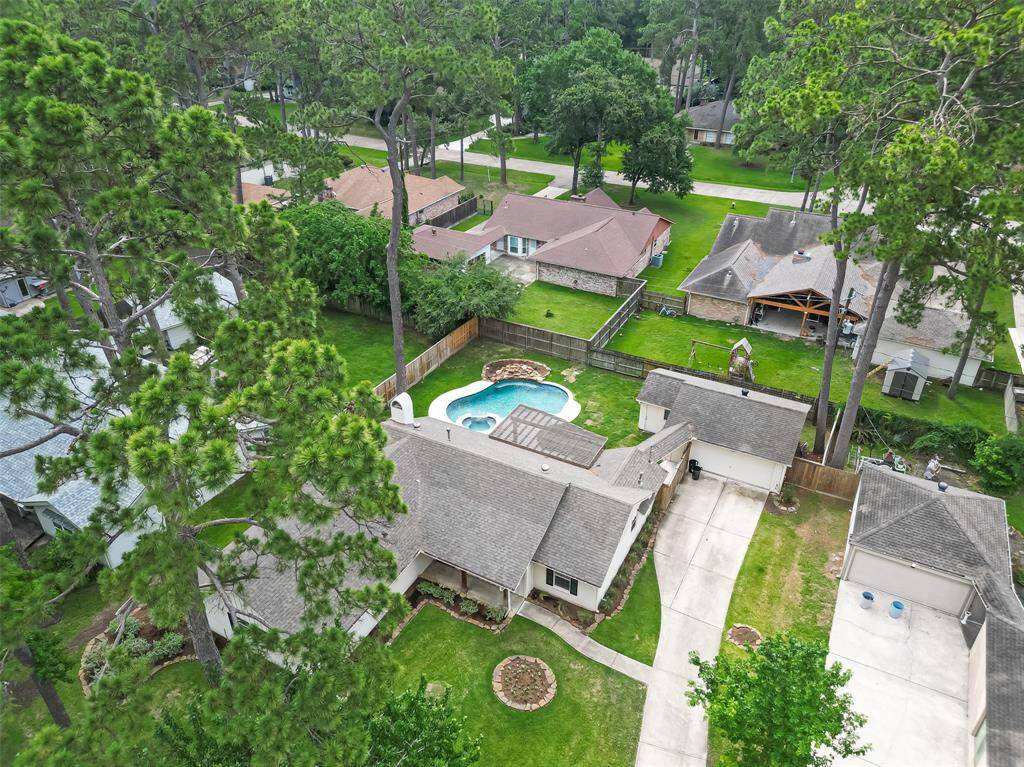 High-angle view of the property.