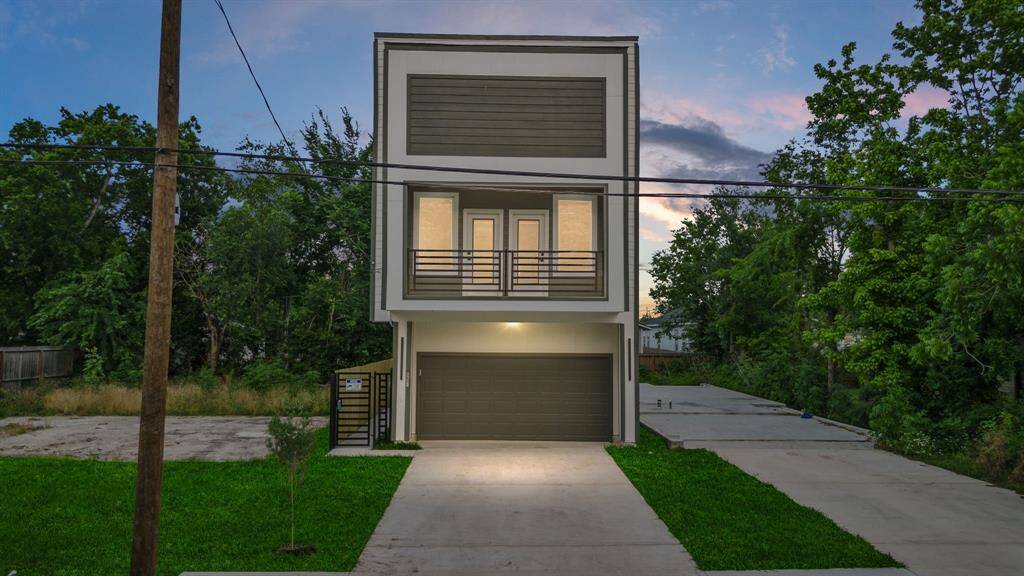 Modern elevation with clean lines and large windows