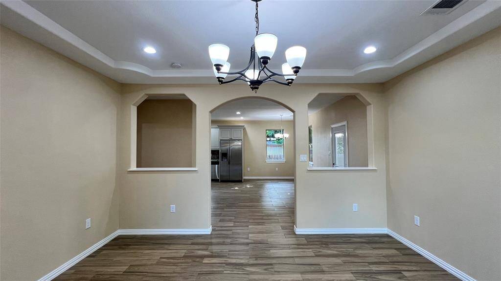View from living room to kitchen