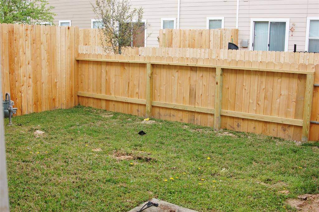 Fenced back yard.