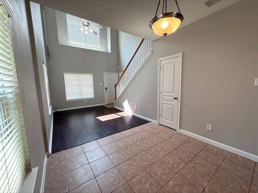 Dining and living area. Guest bath on the right.
