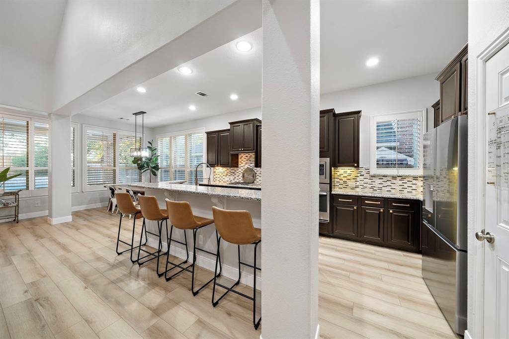 The extended countertop space provides plenty of room for food preparation or creating a buffet setup when entertaining.