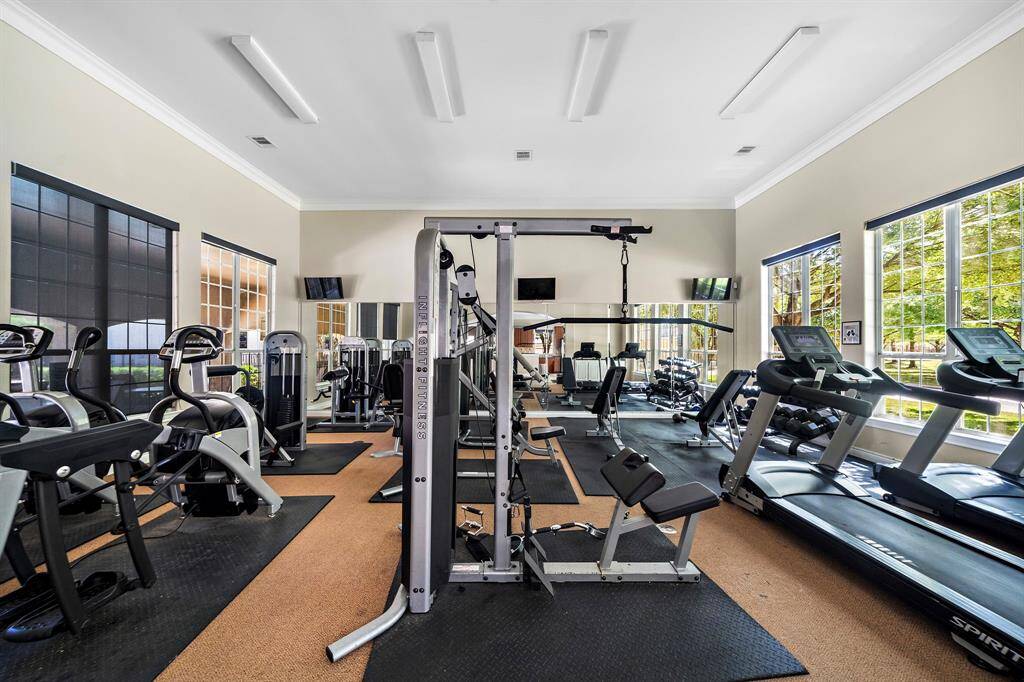 Community gym is fully stocked.