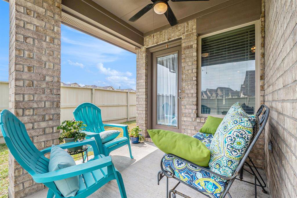 Enjoy outdoor living on the covered patio overlooking a fully fenced backyard—ideal for relaxing, grilling, or playing.