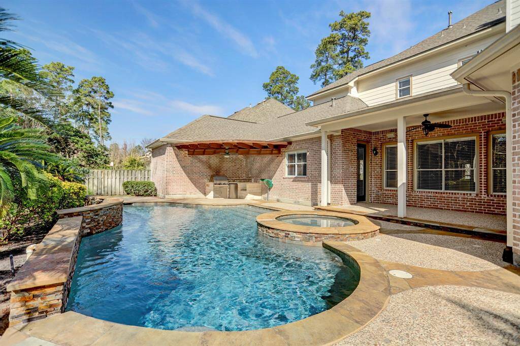 The sparkling pool and spa has been meticulously maintained by the homeowners, who recently resurfaced with PebbleTec and a new pool heater and booster pump.